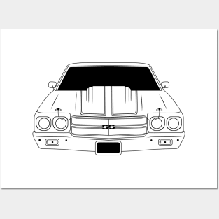 Chevrolet Chevelle SS Black Outline Posters and Art